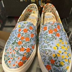 Keds x Rifle Paper Co. Double Decker Meadow Blue/Cream Slip-On Sneaker Size 6 W